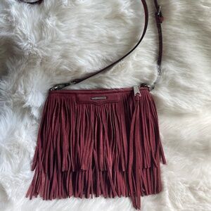 Rebecca Minkoff Fringe Crossbody Bag in Burgundy